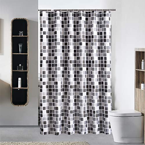 YISHU Top Qualität Duschvorhang Wasserdicht Anti-Schimmel Stoff inkl. 12 Duschvorhangringe für Badezimmer Mosaik 240x200cm