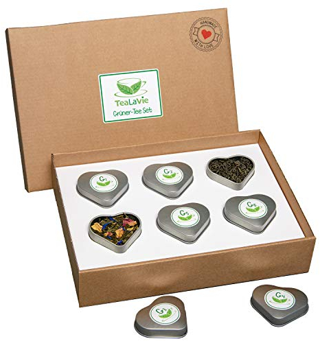 TeaLaVie 6er Grüner-Tee-Geschenk-Set (45g) Probierset Präsent-Box für Teeliebhaber zu Ostern 2024 schenken