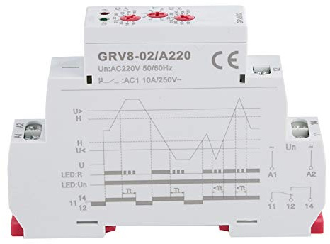 Keenso GRV8-02 Einphasenüberwachungsrelais Einstellbares Spannungsüberwachungsrelais Überspannungsschutz AC/DC-Spannungsüberwachungsrelais A220V / D12V / AD24-48V / AD120-240V(GRV8-02/A220) Relais
