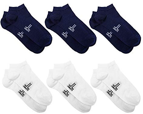 LANCETTI 6 pares de calcetines invisibles en algodón de Escocia fresco para hombre y mujer, made in Italy (35-38) - 3 Azul marino 3 Blanco