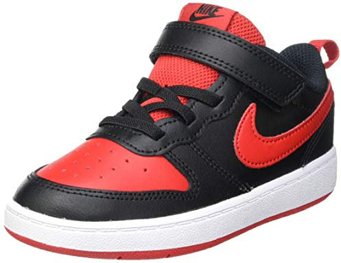 NIKE Court Borough Low 2 (Tdv), Zapatillas Bajas Unisex niños, Negro (Black/University Red/White), 21 EU