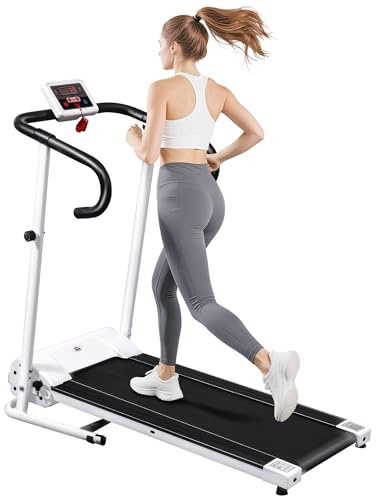 HOMCOM Folding Treadmill with Incline, Walking Pad Treadmill for Home, 1-10km/h Under Desk Running Machine with LCD Display and Wheels, No Assembly, White