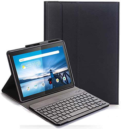 Keyboard Case for Lenovo Tab M10 TB-X605/TB-X505 - QWERTY Ultra PU Case with Stand with Removable Wireless Keyboard Cover for Lenovo Tab M10 TB-X605F/L TB-X505F/L 10.1 Inch Black