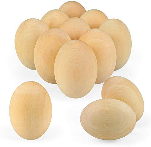 Bluelves Ostereier Holz, 12 Stück holzeier, Holz-Eier zum Aufhängen, ca. 4 cm, Ostereier Deko,Buchenholz Holzeier zum Bemalen