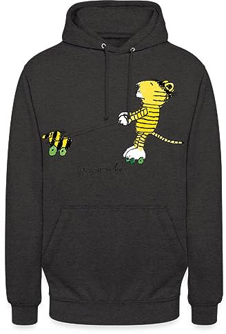 Spreadshirt Janosch Tiger auf Rollschuhen Unisex Hoodie, S, Anthrazit