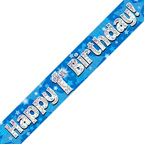 1st Birthday Blue Birthday Party Foil Banner Pennant Age 1