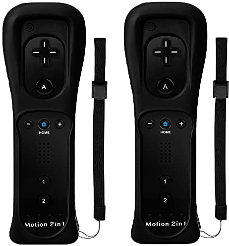 TechKen 2 Stück Wii Linker Controller mit Motion Plus, Wii Controller Fernbedienung Wii Remote Motion Plus mit Schutzhülle aus Silikon Handschlaufe für Wii