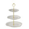 Bellairis Etagere 3 Etagen, Keramik 3-Stöckig Cupcake Ständer, Porzellan Servierplatte Schiefer Etagere ServierStänder, Muffins Obst Dessert Ständer (Weiß, Sektor)