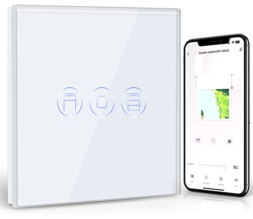 BSEED Interruptor Persiana WIFI Blanco,Interruptor Inteligente Compatible con Tuya,Alexa y Google Home,Control de APP y Función de Temporizador,2,4Ghz Alexa Interruptor Persiana