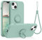 Abitku Compatible with iPhone 13 Case, Silicone with 360°Ring Kickstand Holder (Support Magnetic Car Mount) Soft Silk Microfiber Cloth Fully Coverage Designed for iPhone 13 6.1 inch 2021 (Mint Green)
