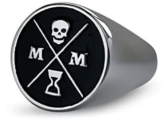 STOIC STORE UK Memento Mori Siegelring Schwarz/Silber - 316L Edelstahl Siegelring zum Üben von Hockern - Momento Mori Ring mit 3D Totenkopf Design