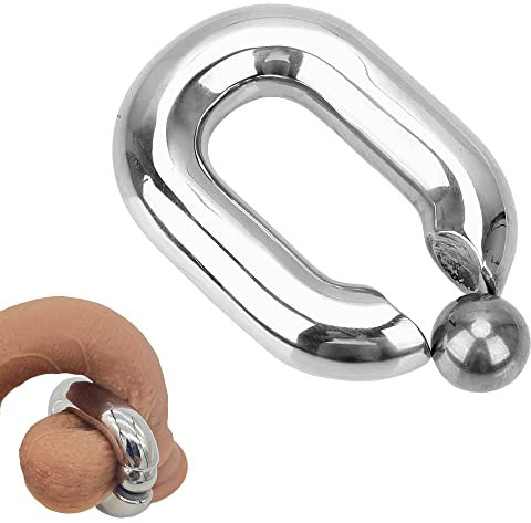 Guspiun Ovaler Hodenring Hodensack Anhänger Ball Stretcher Edelstahl CBT Erotik Schwerer Hodensack Bondage Cockring Metall Penis Hoden Stretching Übung Penisring Sexspielzeug (45mm x 15mm - 190g)