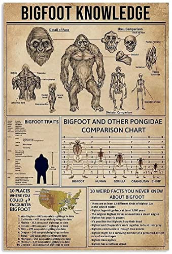 Metall-Blechschild Bigfoot Wissen Metallschilder, Hausbar, klassisches Schild, Café, Bauernhof, Zimmer, Metall, Poster, interessante Wanddekoration, 20,3 x 30,5 cm