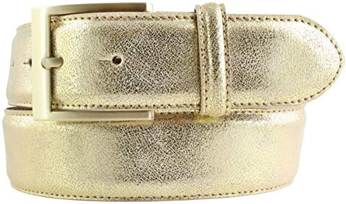 BELTINGER Goldener Gürtel in Metall-Optik 4 cm | Leder-Gürtel Metallic-Look 40mm | Metall-Ledergürtel in Gold | Gold 115cm