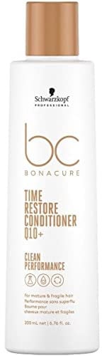 Schwarzkopf Professional Bonacure Time Restore Conditioner Haarspülung Für Reifes Haar Vegan Q10+ Schutz Vor Sichtbaren Zeichen Des Alterns Feucht Gepflegtes Haargefühl Elastizität Entwirrend 200 ml