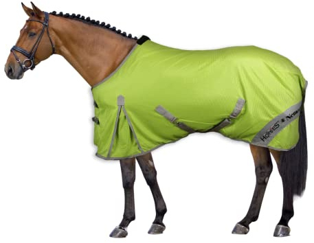 Horses, Fliegendecke Nemesis aus Netzmaterial, Hervorragend Verarbeitete Decke, Nützlich zum Schutz des Pferdes vor Temperaturschwankungen und Insekten (128 cm, Hellgrün)