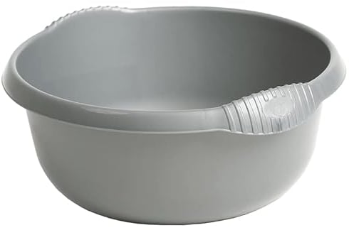 JMS we create smile 28cm Round Kitchen Washing Up Bowl Basin Mixing | Plastic Bowl (Silver/Grey)