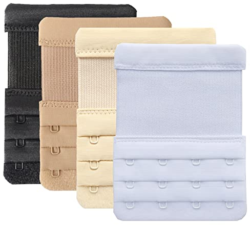 YARBAR Bra Extender 4 Hook, Elastic Bra Strap Extenders (4 Pieces, 4 Hook 3/4 inch Spacing)