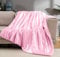 Vonty Satin Throw Blanket Blush Pink 50x60 Inches (with Small Flowers) - Cooling & Silky, Wrinkle-Free Cable Knit for Couch, Sofa, Bed, Outdoor