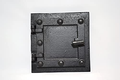 SEZAM Massive Revisionstür für Öfen aus Gusseisen 17 x 3,5 x 17 cm, Kamintür - Klappe - Räumungstür, für Backöfen, Feueröfen & Kamine - schwarze Bemalung