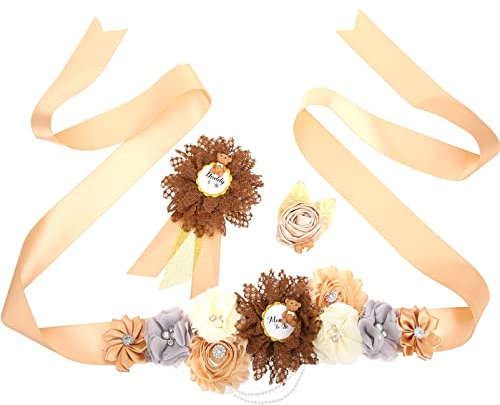 Toddmomy Gürtel Für Frauen Babyparty Mutterschaftsschärpe Bauchgürtel Mutter Wird Vater Knopfnadel Schwangerschaft Mutterschaftsblume Schärpe Gürtel Für Geschlechtsoffenbarung