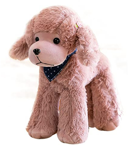 URFEDA Chien Peluche Realiste Animal Peluche Jouet Debout Chien en Peluche Mignon Animal Jouet Oreiller Sommeil Confort Jouets Coussins Peluche Cadeau d'anniversaire, Rose Chien Peluche 30cm