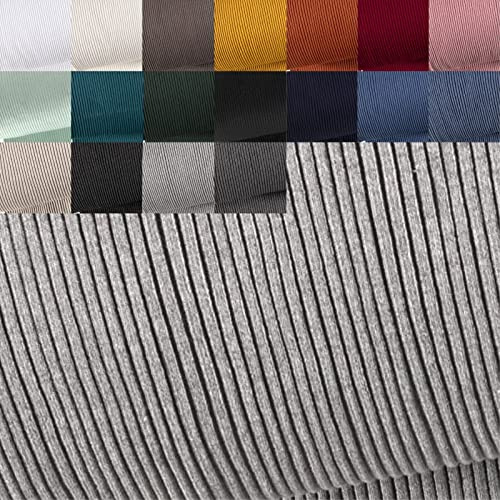 Grobstrick Bündchen Uni Meterware - Breit Gerippt - Cordstoff im Schlauch - Einfarbig - *Ab 25cm x 70cm, Farbe: 063 H.Grau Meliert