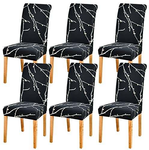 HZDHCLH Stuhlhussen 6er Set Stuhlbezüge Stretch abnehmbar, waschbar, Esszimmerstuhl-Schutzsitz für Hotel Restaurant Küche Hochzeitsfeier(Weihrauch suchen/6 Stück)
