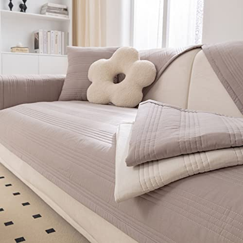 AVSMGP Sofabezug Ecksofa Baumwolle Sofahusse Couchbezug Sofaiberwurf l Form 3/2 Sitzer Sofa Schutz Abdeckung Sofaschoner rutschfest Hund Katze Sofabezügen,Grau,90 * 160cm
