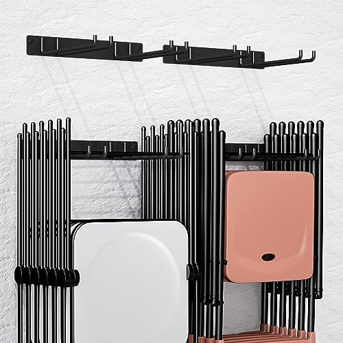 MOOMSINE Garage Storage Organization Wall Mount, Heavy Duty Folding Chair Storage, Garden Tool Hanger for Patio, Beach & Camping Chairs Organizer Hooks, Holds 240 lbs - 2 Pack
