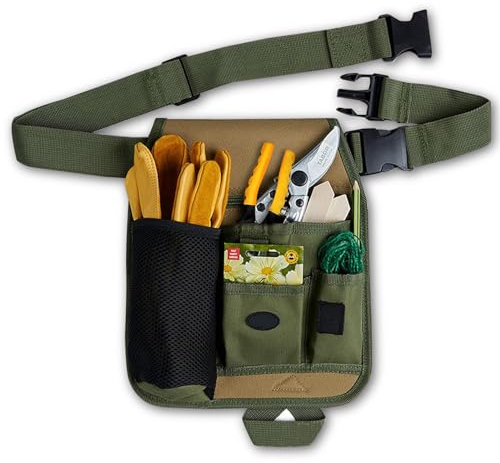 GWAWG Unisex Maneggevole Giardino Giardinaggio Fioraio Vita Cintura degli Attrezzi Borsa Titolare per Carpentieri, Giardinieri, Costruttori e Falegnami