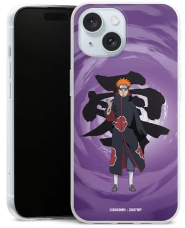 DeinDesign Slim Case extra dünn kompatibel mit Apple iPhone 15 Silikon Handyhülle transparent Hülle Pain Naruto Shippuden Akatsuki