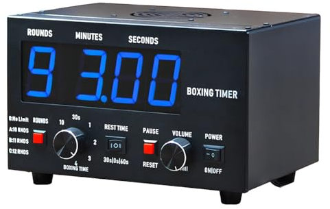 QUTBAG Temporizador de intervalos de Boxeo Profesional, Temporizador de Gimnasio, Tiempo de Descanso de Entrenamiento Opcional y número de repeticiones de Bucle, cronómetro Multifuncional Blue