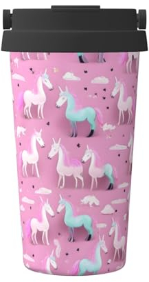 FRESQA Tazza termica da viaggio con molti unicorni rosa, perfetta per esterni e interni