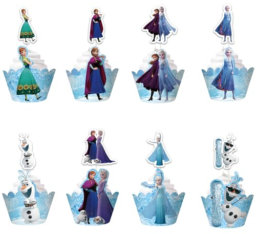 Prinzessin Cupcake Topper Tortendeko, 48PCS Cupcake Toppers Wrappers, Prinzessinnen Cake Topper Set, Geburtstag Kuchen Topper, Kuchendekoration für Kinder Geburtstag Party