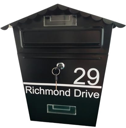 Personalised Steel Wall Mounted Modern Post Box, Mail Box | Full Custom Address