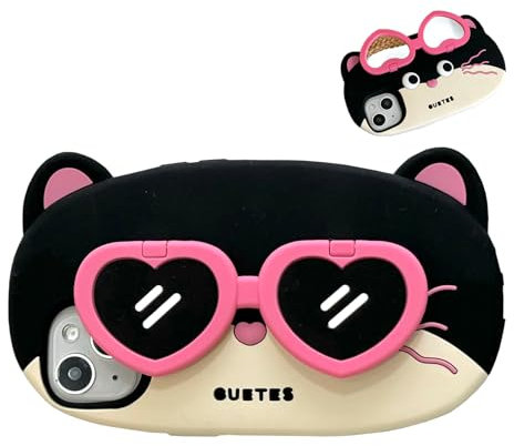 QoKcoahn Case for iPhone,3D Kawaii Phone Cases Funny Cute Cartoon Cover Soft Silicone Gel Drop Protection Case Women Girls for iPhone, Cats Wearing Sunglasses, iPhone 12 Pro Max
