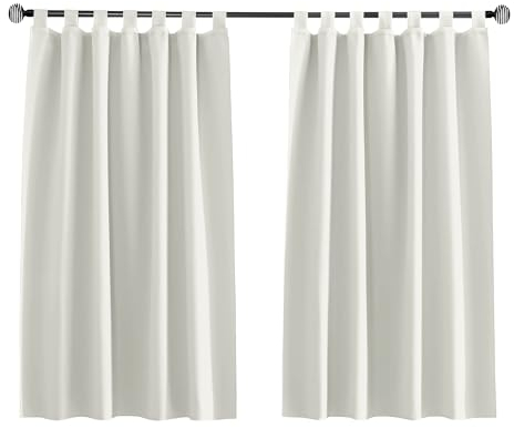 Tenger Home Tenda corta oscurante per finestra della cucina, per camera da letto, con passanti, 1 pezzo (Avorio, 100x150 cm