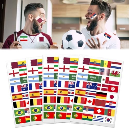 National Flag Face Stickers, 160Pcs International Flag Face Sticker for Sports Competitions Games, Come on Face Sticker European Cup for Men Women Kid Soccer Fans, Car Sticker Decals