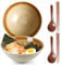 NUTRIUPS 1200ml Ceramic Ramen Bowl Set of 2 Noodle Bowls with Chopsticks and Spoons (Wheat Gold)