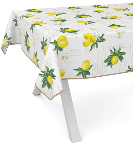 ANRO Wachstuchtischdecke Wachstuch Tischdecke abwaschbar Wachstischdecke Gartentischdecke Rund Oval Eckig 90x130cm mit Saum (Eingefasst) Zitronen