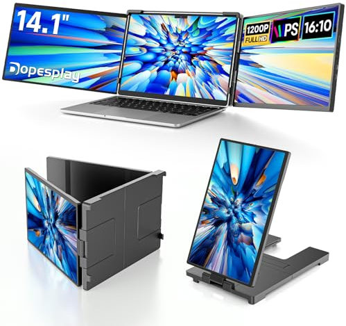 2025 Neuestes Laptop Screen Extender, 14.1 FHD 1200P IPS Display Laptop Bildschirm Erweiterung, Plug & Play Triple Monitor, Kompatibel mit 14-17 für Windows, Mac, Android, Chrome