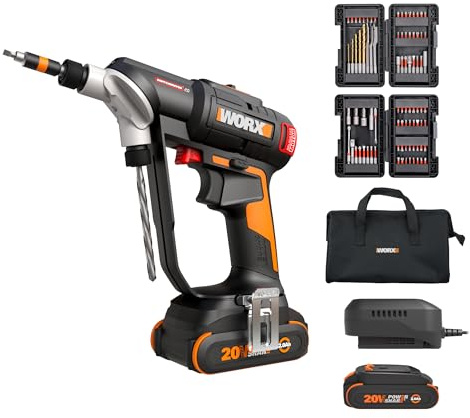 WORX Nitro SwitchDriver 2.0 20V with 85-Piece Accessory Kit, 2-in-1 Brushless Cordless Screwdriver, 1/4 Rotary Dual Drill Set, WX177L.2 (Battery and