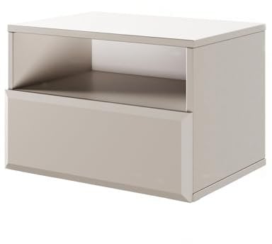 Selsey Hängender Nachttisch Chocolated, Sandbeige Schlafzimmermöbel, Geräuschlose Schublade mit Push,to,Open, Hochwertige Laminierte Spanplatte & MDF,Fronten, Moderne Wandmontage, 54x36x39 cm