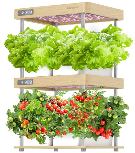 GROWNEER HydroEasy1.0 Indoor Hydroponics Growing System, 32-Pod Dual-Layer Self-Watering Garden with Full-Spectrum LED, Independent 4-Zone Circulation, Ideal for Herbs, Lettuce, Home Kitchen