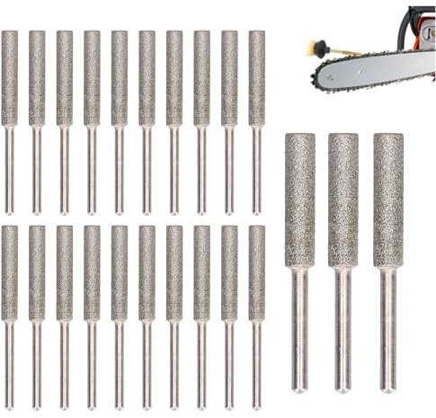 CYSFETENA 20 Stücke silberne 5,5 mm kettensägenschärfer-bits, diamant kettensägenschärfer,flexibel für 7/32 und große kettensäge schärfen,Formenbearbeitung und Reparatur