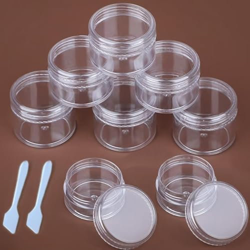 Lot de 5 pots de voyage en plastique transparent avec mini cuillères (5 x 10 g)