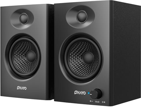 OHAYO Altavoces de computadora de 60 W para música y juegos, Bluetooth 5.3 activo, altavoces estéreo 2.0 para PC de escritorio o portátil, entrada RCA auxiliar de 3.5 mm, alimentación USB, 1 par