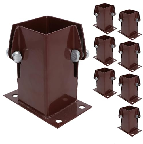 Flush Fit Fence Post Bolt Down Shoe Holder Support Clamp 75mm x 75mm 8PK