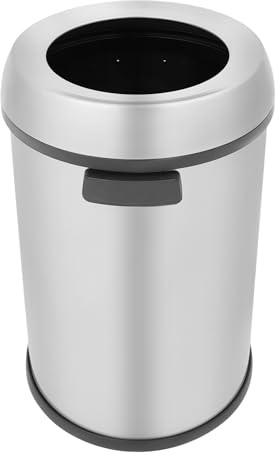WDZCZDoo 65 Liter Edelstahl Mülleimer 1717 Gal Gebürstet Freistehend Zylindrisch Metall Mülleimer Mit Deckel Silber